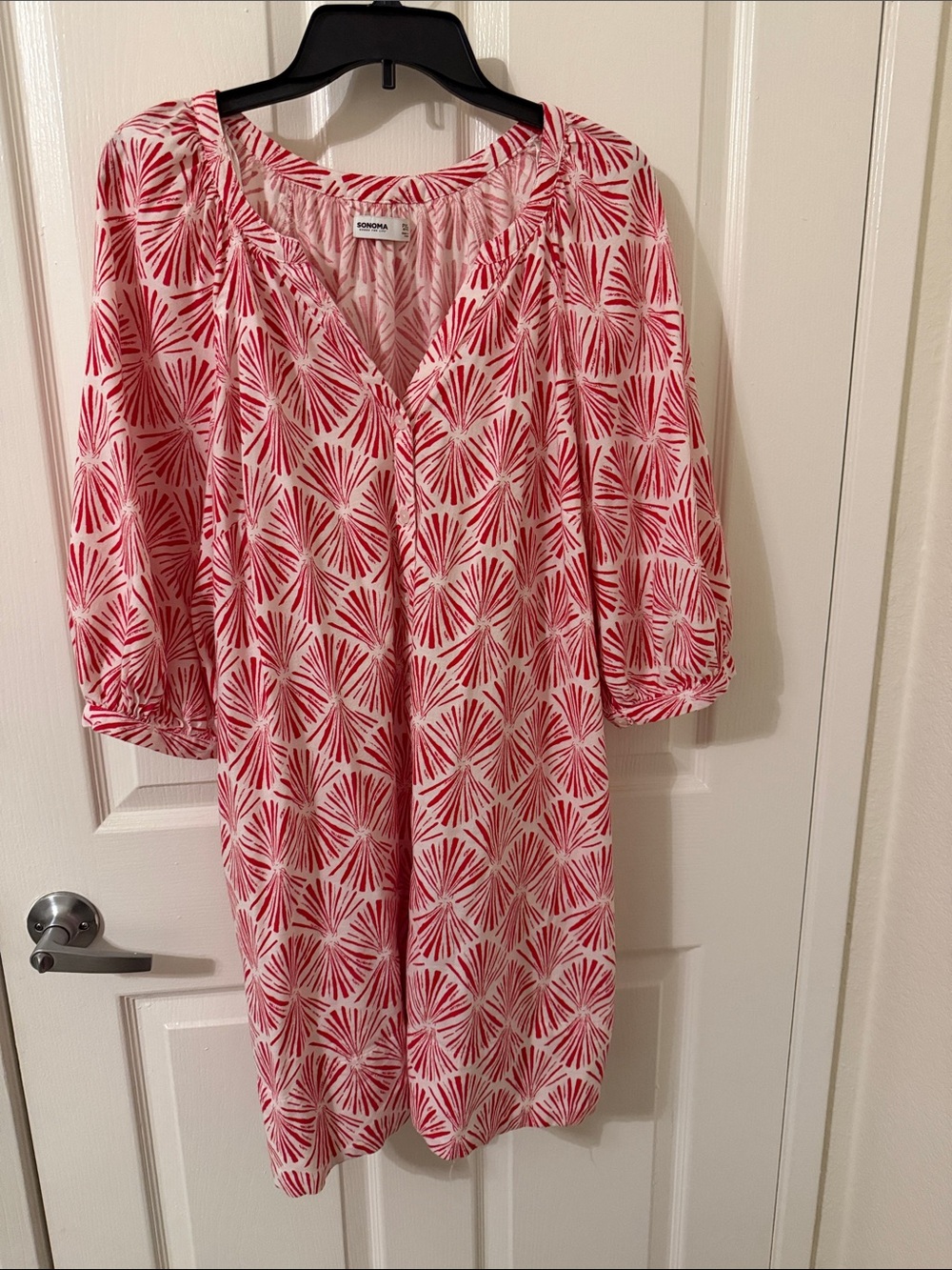 Sonoma Red and White Printed Midi Dress